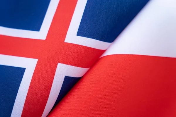 Flags Iceland Poland Concept International Relations Countries State Governments Friendship — Stock Photo, Image