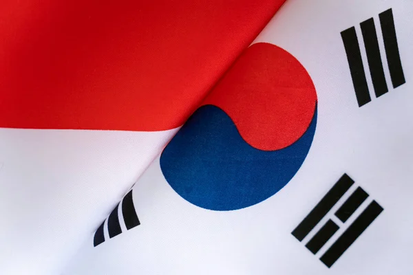 Vlaggen Zuid Korea Indonesië Het Concept Van Internationale Betrekkingen Tussen — Stockfoto