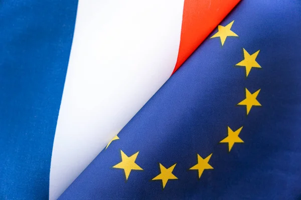 Drapeaux Union Européenne France Concept Des Relations Internationales Entre Les — Photo