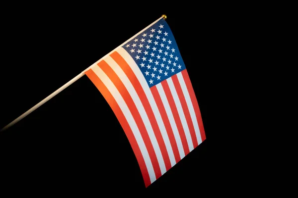 Bandera Nacional Los Estados Unidos Sobre Fondo Negro — Foto de Stock