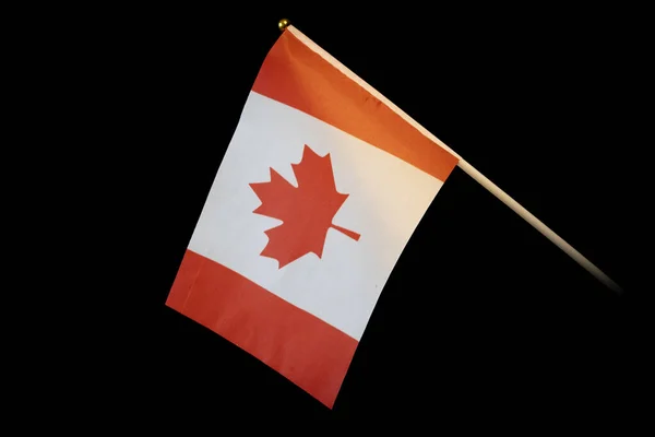 Bandeira Nacional Canadá Sobre Fundo Preto — Fotografia de Stock