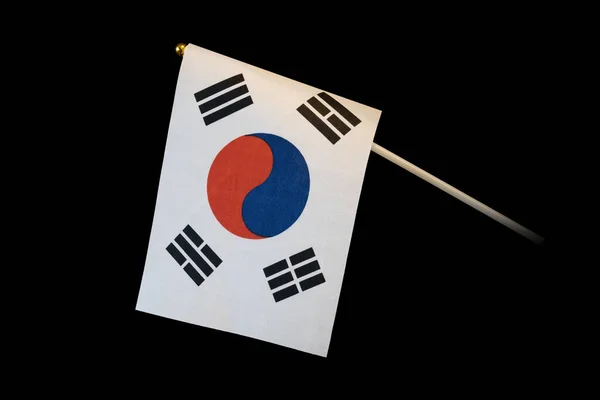 Nationale Vlag Van Zuid Korea Een Zwarte Achtergrond — Stockfoto