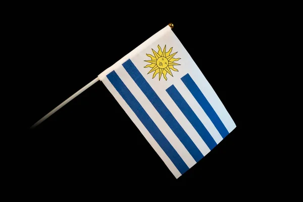 Bandera Nacional Uruguay Sobre Fondo Negro — Foto de Stock