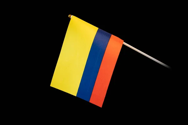 Národní Vlajka Kolumbie Černém Pozadí — Stock fotografie