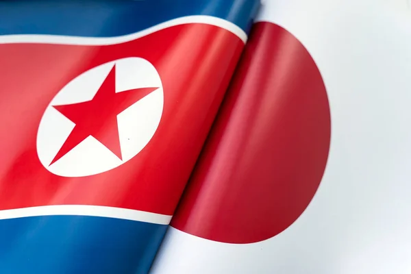 Achtergrond Van Vlaggen Van Noord Korea Japan Het Concept Van — Stockfoto
