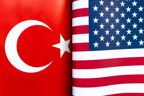Походження Прапорів Туреччини Сша Концепція Взаємодії Або Протидії Між Двома — стокове фото