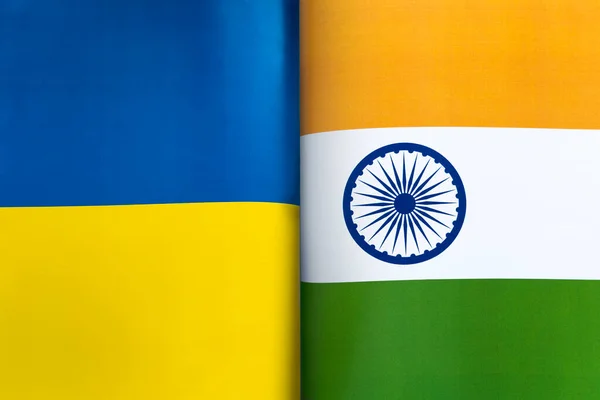 Bandiere Dell India Dell Ucraina Concetto Relazioni Internazionali Tra Paesi — Foto Stock