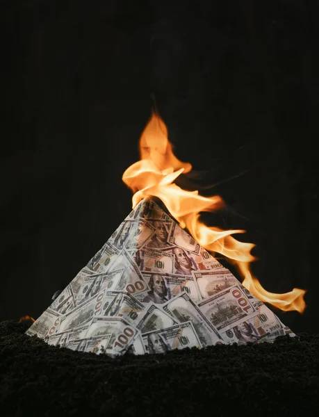 Global Financial Pyramid Based Dominance Dollar World Management Concept Conspiracy — Stock Photo, Image