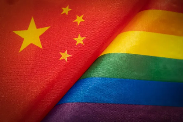 Chinese Flag Flag Lgbt Community Problem Rights Sexual Minorities Country — Stock Photo, Image