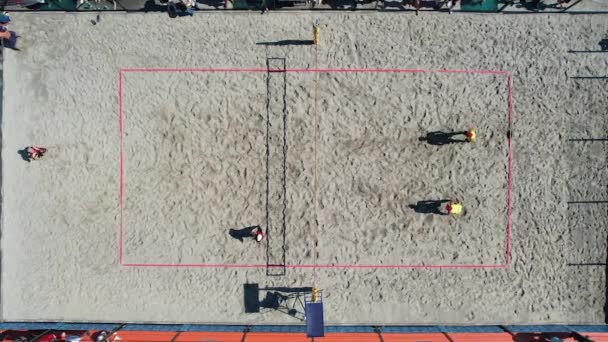 Vue Dessus Entraînement Beach Volley Sur Sable — Video