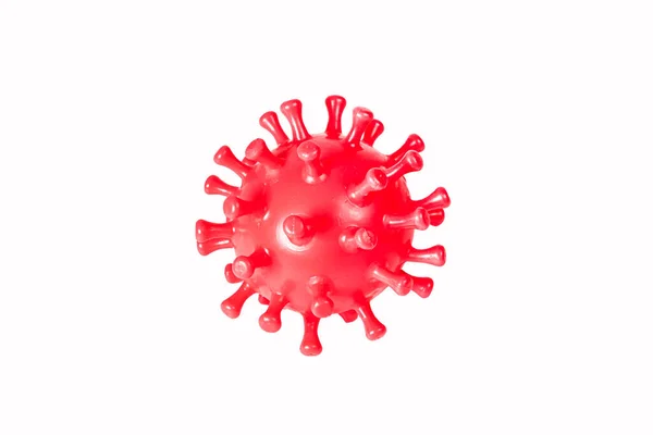 Brote Coronavirus Influenza Coronavirus Virus Rojo Aísla Sobre Fondo Blanco —  Fotos de Stock