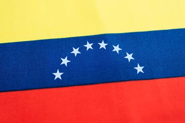 Флаг Венесуэлы Флаг Символы Венесуэлы Close Venezuela Elan Flag Waving — стоковое фото