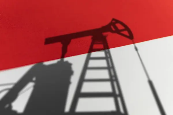 Πετρελαϊκή Βιομηχανία Της Ινδονησίας Εξέδρες Πετρελαίου Στο Βάθος Της Ινδονησιακής — Φωτογραφία Αρχείου