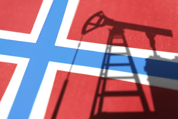 Industria Petrolifera Della Norvegia Impianti Petroliferi Sullo Sfondo Della Bandiera — Foto Stock