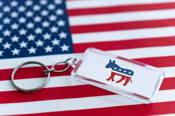 Keychain Image Democrat Donkey American Flag Usa Politics Donkey Symbol — Stock Photo, Image