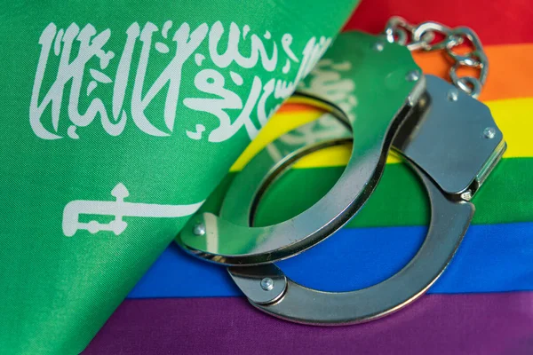 Algema Bandeira Arábia Saudita Bandeira Lgbt Problema Dos Direitos Das — Fotografia de Stock