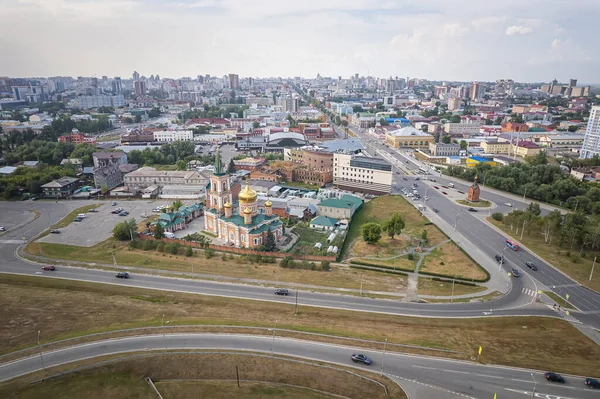 Barnaul Şehir Manzarası Yukarıdan Altai Bölgesi Nin Başkenti Seçici Odak — Stok fotoğraf