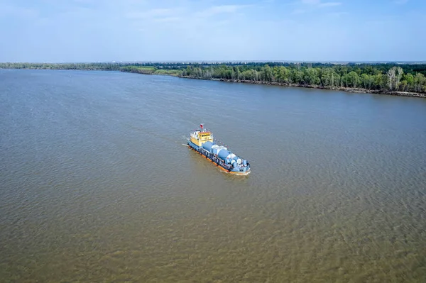 Transportation Goods River Water Barge Floating River Transportation Goods — Stock Photo, Image