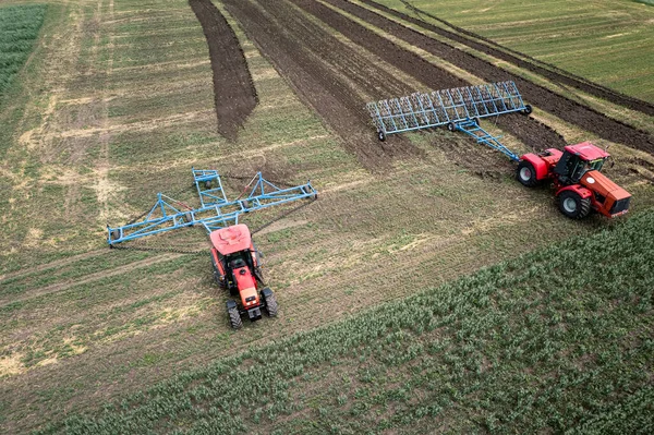 Agricultura Cosechadora Máquinas Los Campos Tractor Acciona Mecanismo Para Fabricación — Foto de Stock