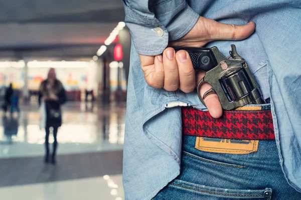 Hombre Roba Las Mujeres Robo Mano Armada Calle Concepto Crimen — Foto de Stock