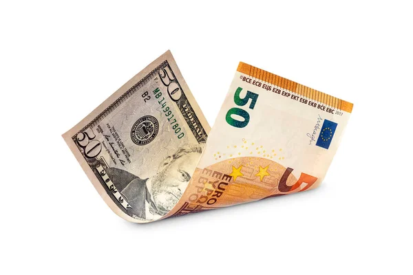 Dollar Euro Isolated White Background Concept Equality Exchange Rates Dollars — Stock Photo, Image