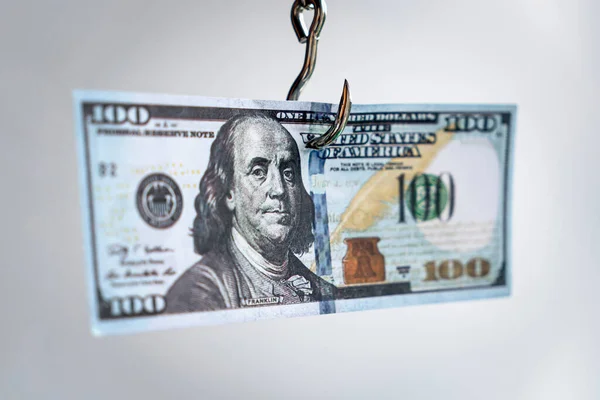Money Hook Hooked Dollars Idea Creative Photo Financial Concept Loans — Stock Photo, Image