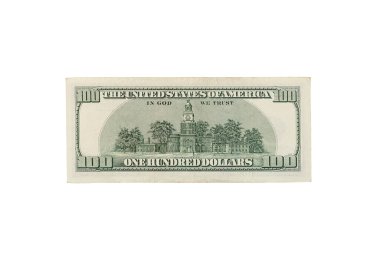 İzole edilmiş beyaz arka planda 100 dolar. Amerikan 100 dolarlık banknotun eski tasarımı.