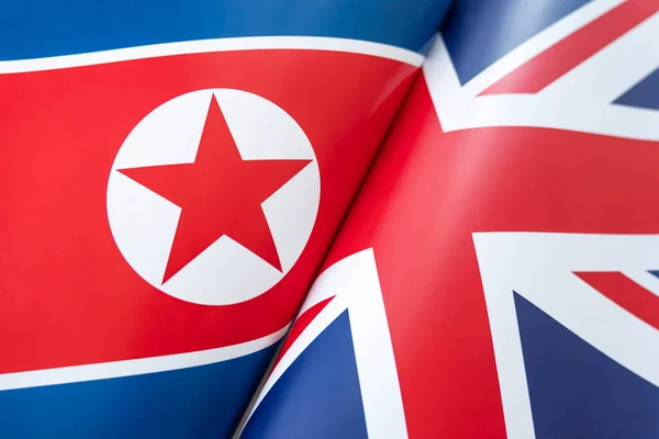Vlaggen Groot Brittannië Noord Korea Het Concept Van Internationale Betrekkingen — Stockfoto