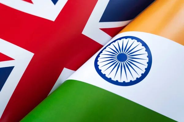 Flaggen Großbritannien Und Indien Das Konzept Der Internationalen Beziehungen Zwischen — Stockfoto