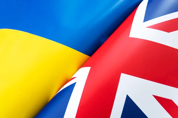 Antecedentes Las Banderas Ucrania Gran Bretaña Concepto Interacción Contracción Entre — Foto de Stock