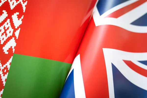 Banderas Gran Bretaña Belarús Concepto Relaciones Internacionales Entre Países Estado — Foto de Stock