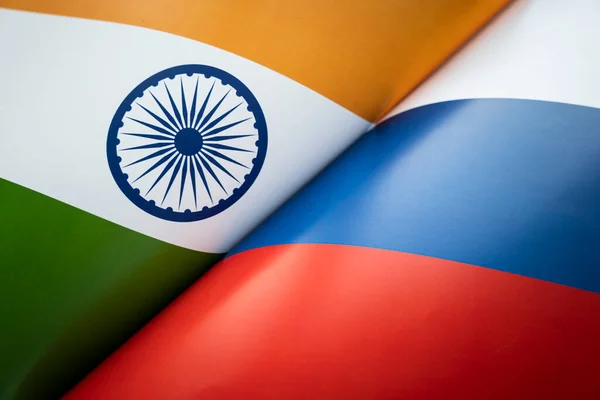 Bandiere Dell India Della Russia Concetto Relazioni Internazionali Tra Paesi — Foto Stock