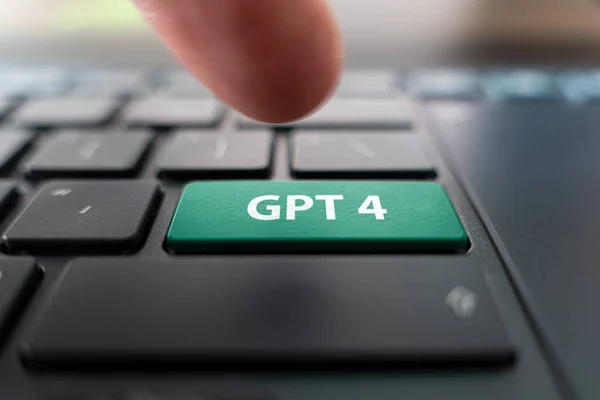 stock image GPT 4 bon the keyboard button. Chat with AI or Artificial Intelligence. chatbot developed by Open AI. A new neural network. Barnaul. Russia March 28, 2023