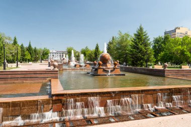 fountain on the embankment of the city of Pavlodar, Kazakhstan. May 24, 2023 clipart