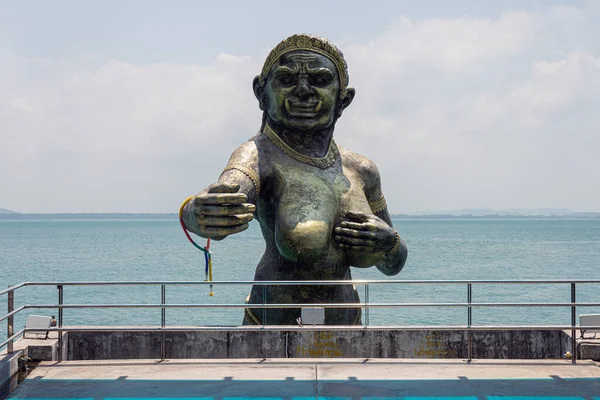 stock image The hare mermaid is a symbol of Koh Samet Island. Giant Statue With Sea, Giant Statue Sculpture, Samed Port, Koh Samed Island, Rayong, Thailand