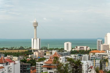 Pattaya, Pattaya 'nın Chonburi, Tayland' daki manzarası. Şehir manzarası.