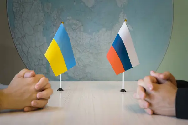 negotiations in diplomacy. Communication between representatives of the countries of Ukraine and Russia. negotiations of diplomats, conclusion of the pact. peace talks concept.
