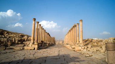 Columns of the cardo maximus, Ancient Roman city of Gerasa of Antiquity, modern Jerash, Jordan