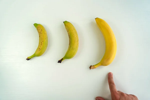 Different Size Shape Banana Compare Penis Size Compare Concept Men Fotos de stock