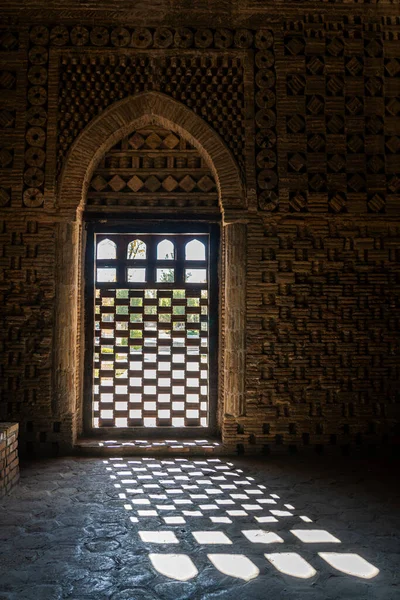 Lattice Window Letting Bright Light Sun Samanid Mausoleum Bukhara Uzbekistan — Stock Photo, Image