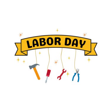 İşçi bayramı konsepti. İşçi Bayramı vektör illüstrasyonu. İşçi bayrağı tasarımı