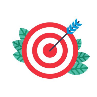 Kırmızı ve beyaz hedef mavi ve siyah bir okla vuruldu. Hedefin arkasına yeşil yapraklar yerleştiriliyor ve doğal bir element ekleniyor. Hedef konsantrasyon çemberlerine sahiptir, ok ise ayrıntılı fletch ile stilize edilir. Arka plan sade.