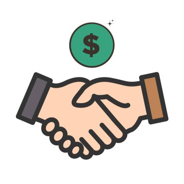 İşletme tokalaşma anlaşmasının düz vektörü temiz profesyonel tarzda para üzerine