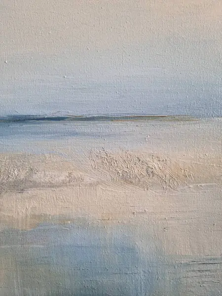 Malarstwo Abstrakcyjne Morze Trawa Sztuka Współczesna Ręcznie Robiona Sztuka Niebieski — Zdjęcie stockowe