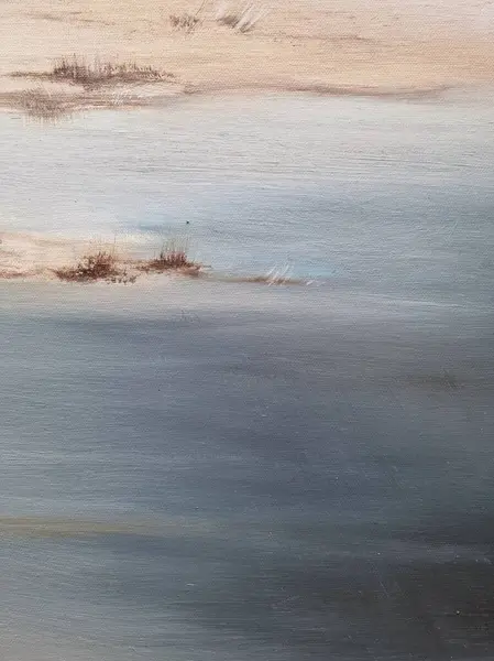 Abstrakt Strandmålning Med Penseldrag Kustnära Samtida Konst Handritad Konst Stekt — Stockfoto