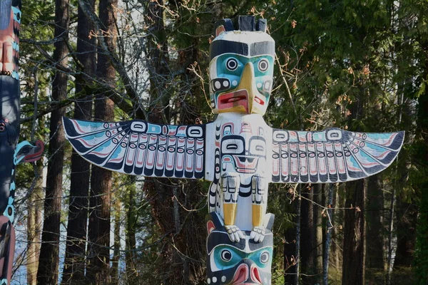 Tiang Totem Stanley Park Vancouver Kanada Daya Tarik Ini Vancouver — Stok Foto