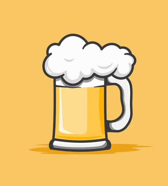 病媒啤酒杯子里有泡沫 扁平啤酒杯标志图解设计 — 图库矢量图片