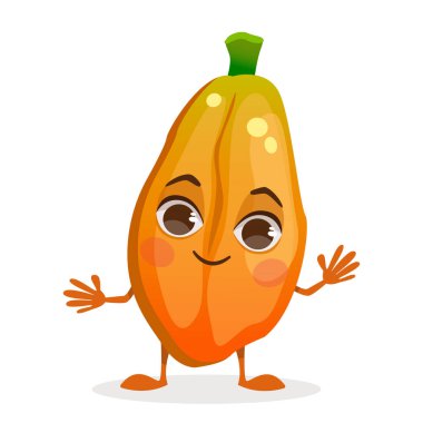 Çizgi film karakteri meyvesi, Papaya. Yüzü, kolları ve bacakları olan meyve..