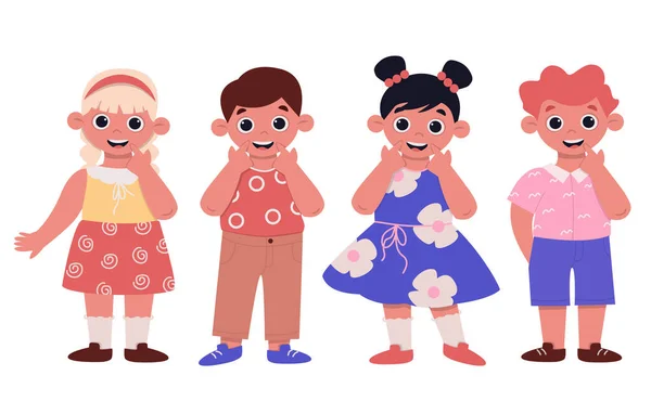 Set Sei Personaggi Bambini Ridenti — Vettoriale Stock