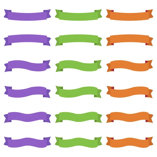 stock vector Colorful ribbon of different shapes in three colors - purple, green, orange.